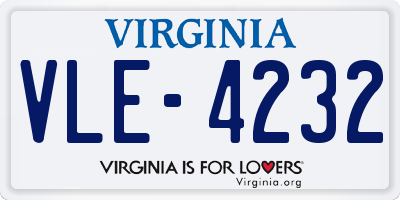 VA license plate VLE4232