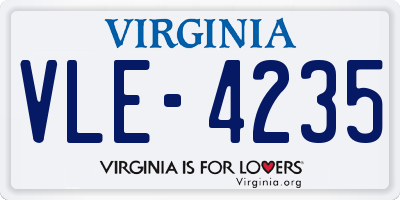 VA license plate VLE4235