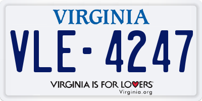 VA license plate VLE4247