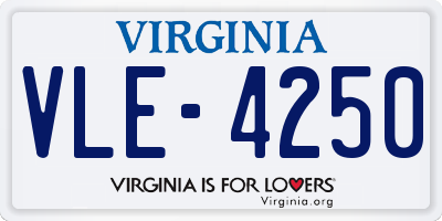 VA license plate VLE4250