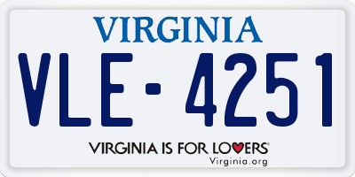 VA license plate VLE4251