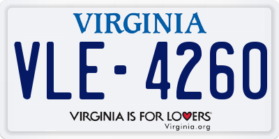 VA license plate VLE4260