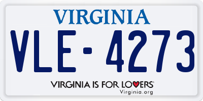 VA license plate VLE4273