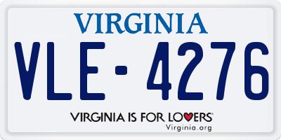 VA license plate VLE4276