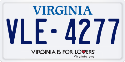 VA license plate VLE4277