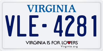 VA license plate VLE4281