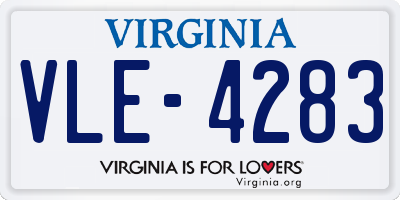 VA license plate VLE4283