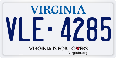 VA license plate VLE4285