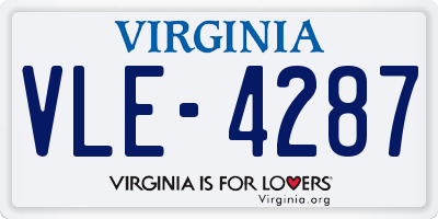 VA license plate VLE4287