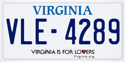 VA license plate VLE4289