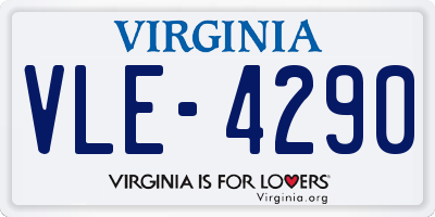 VA license plate VLE4290