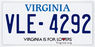 VA license plate VLE4292