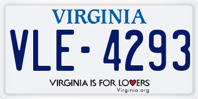 VA license plate VLE4293