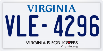 VA license plate VLE4296