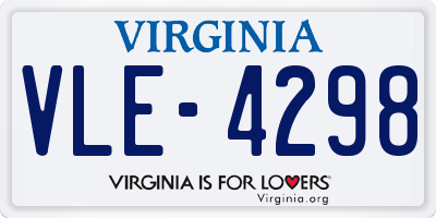 VA license plate VLE4298