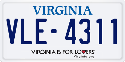 VA license plate VLE4311