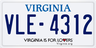 VA license plate VLE4312