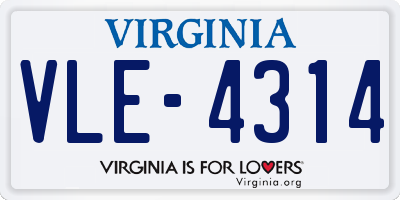 VA license plate VLE4314