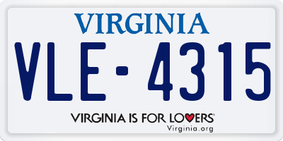 VA license plate VLE4315