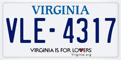 VA license plate VLE4317