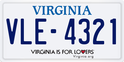 VA license plate VLE4321