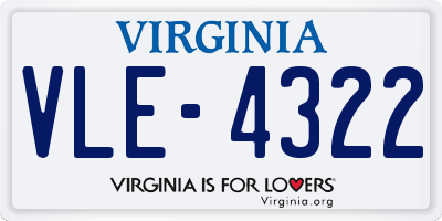 VA license plate VLE4322