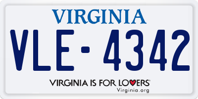 VA license plate VLE4342