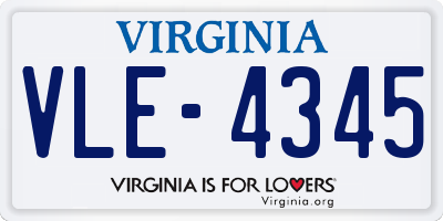 VA license plate VLE4345