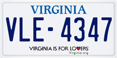 VA license plate VLE4347