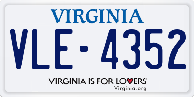 VA license plate VLE4352