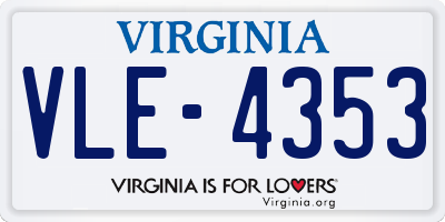 VA license plate VLE4353