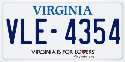 VA license plate VLE4354