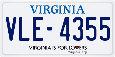 VA license plate VLE4355