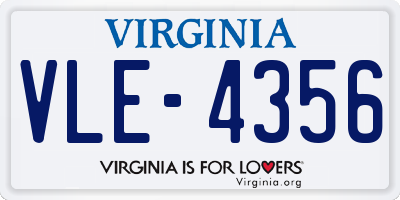 VA license plate VLE4356