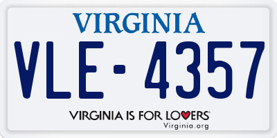 VA license plate VLE4357