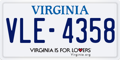 VA license plate VLE4358