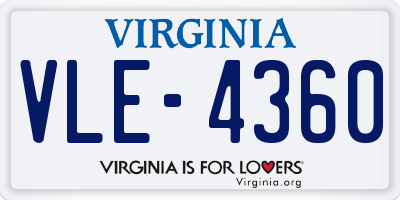 VA license plate VLE4360