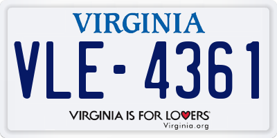 VA license plate VLE4361