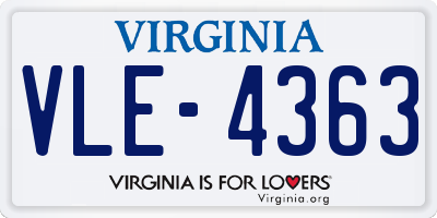 VA license plate VLE4363