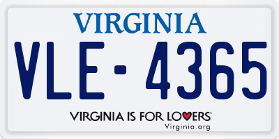 VA license plate VLE4365