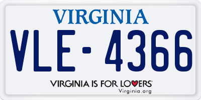 VA license plate VLE4366