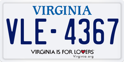 VA license plate VLE4367