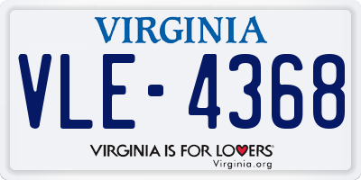 VA license plate VLE4368