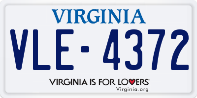 VA license plate VLE4372
