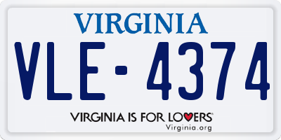 VA license plate VLE4374