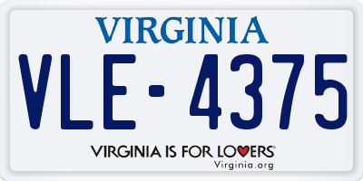 VA license plate VLE4375