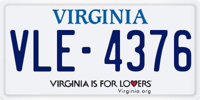 VA license plate VLE4376