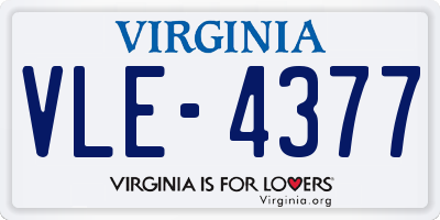VA license plate VLE4377