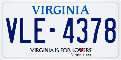 VA license plate VLE4378