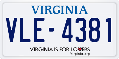 VA license plate VLE4381
